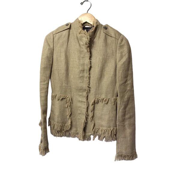Dolce & Gabbana Women Linen Jacket with fringe Beige 40 - Picture 3 of 16
